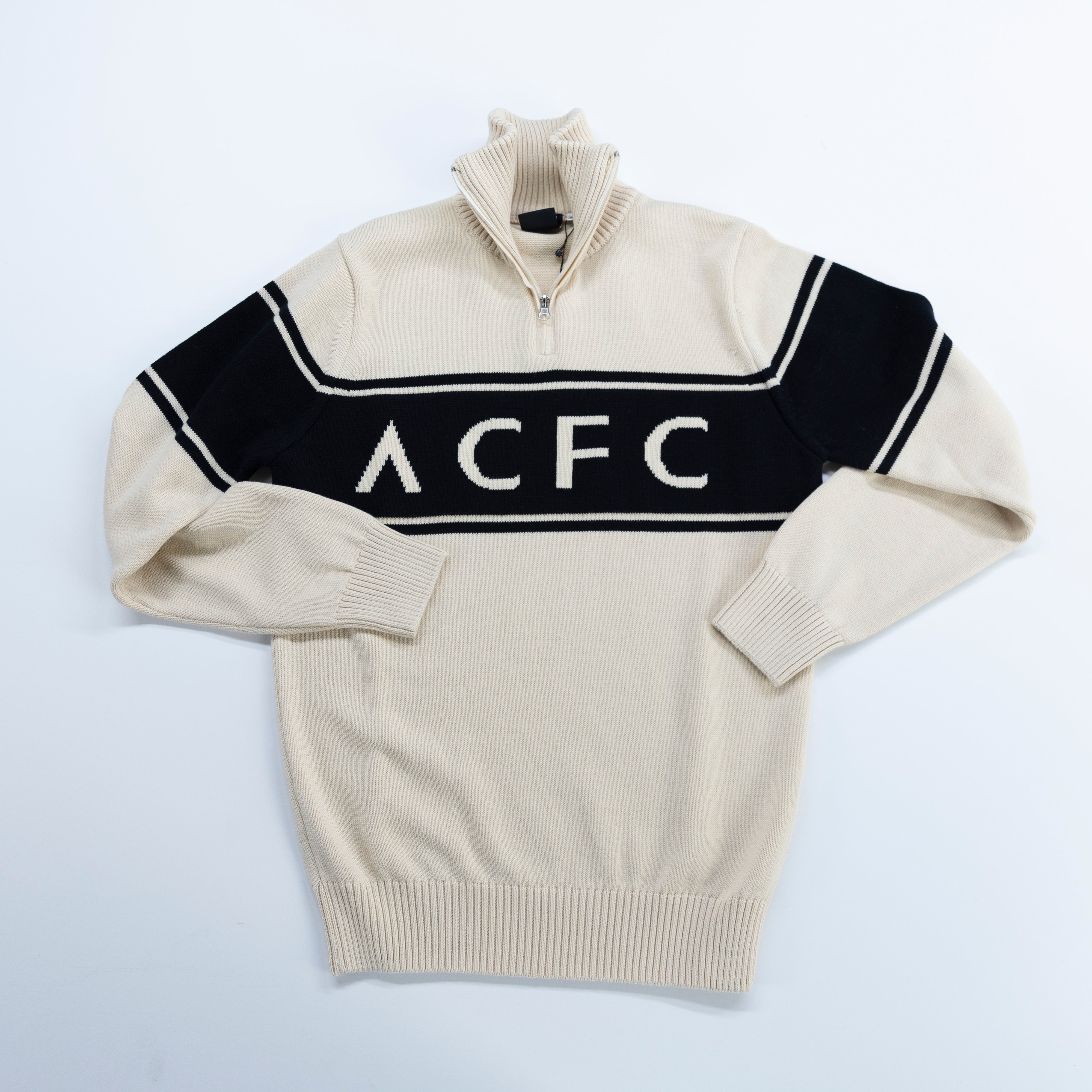 Angel City FC Unisex Off-White and Black Knitted Half-Zip Sweater