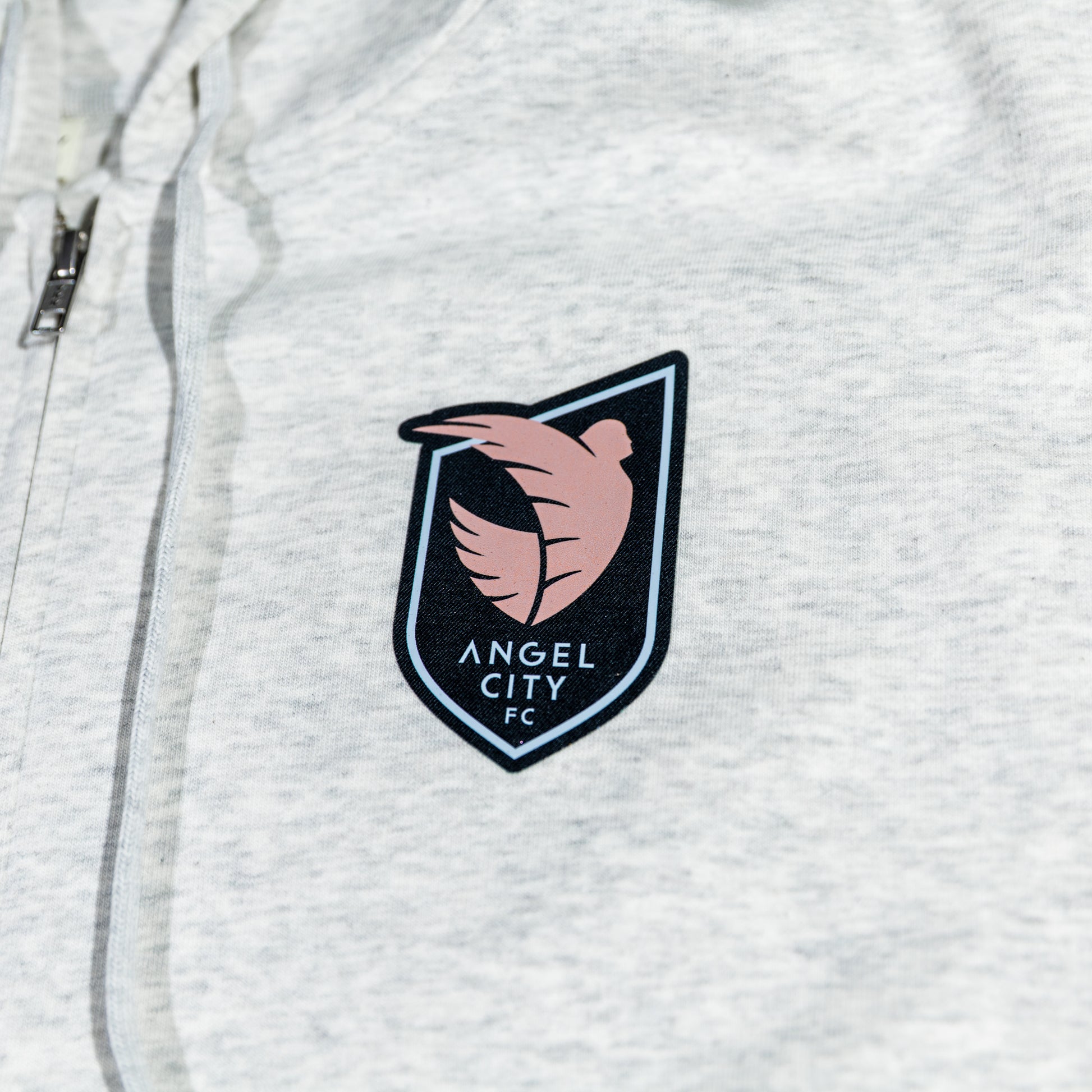 Angel City FC Unisex Metallic Crest Grey Full Zip Hoodie