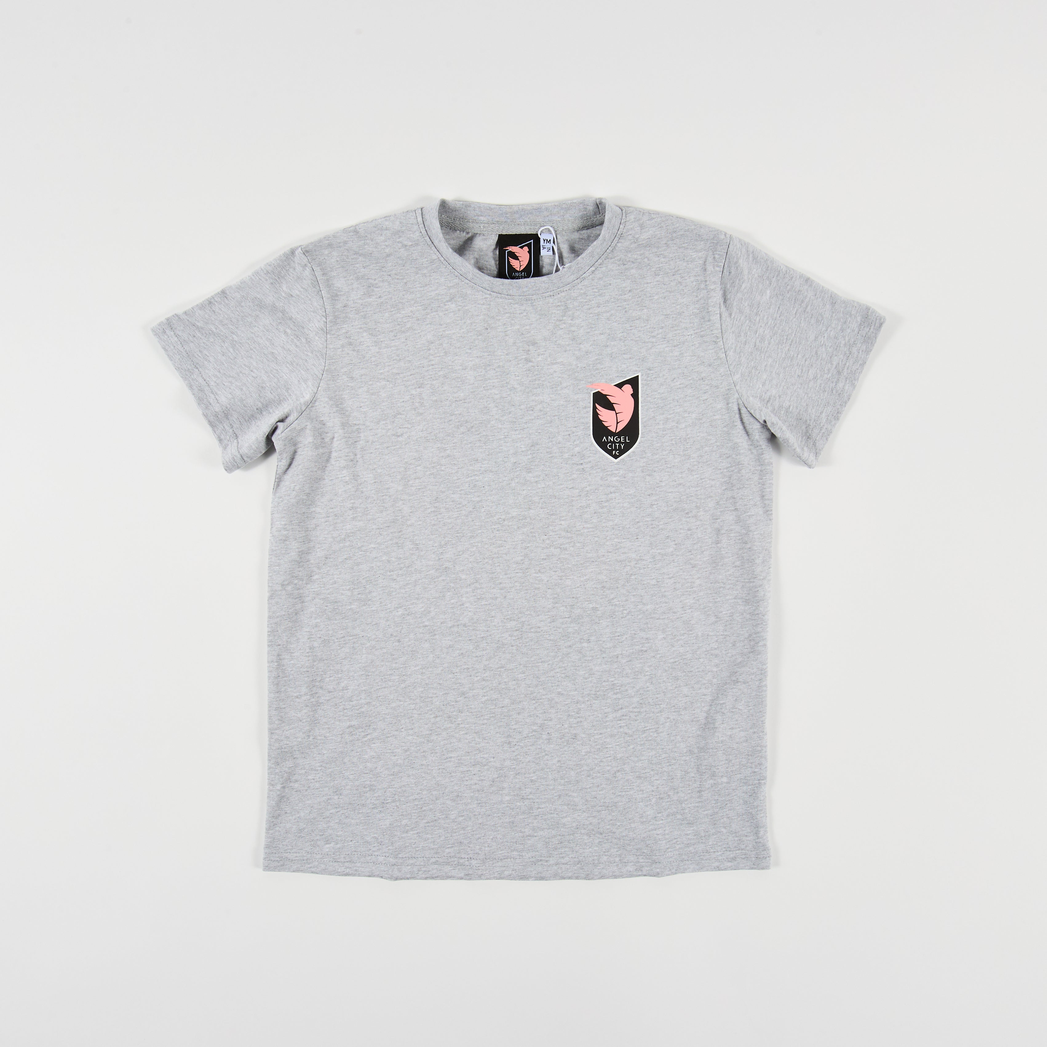 Angel City FC Kids Grey Relaxed Short-Sleeve T-Shirt with Crest and High Density Print