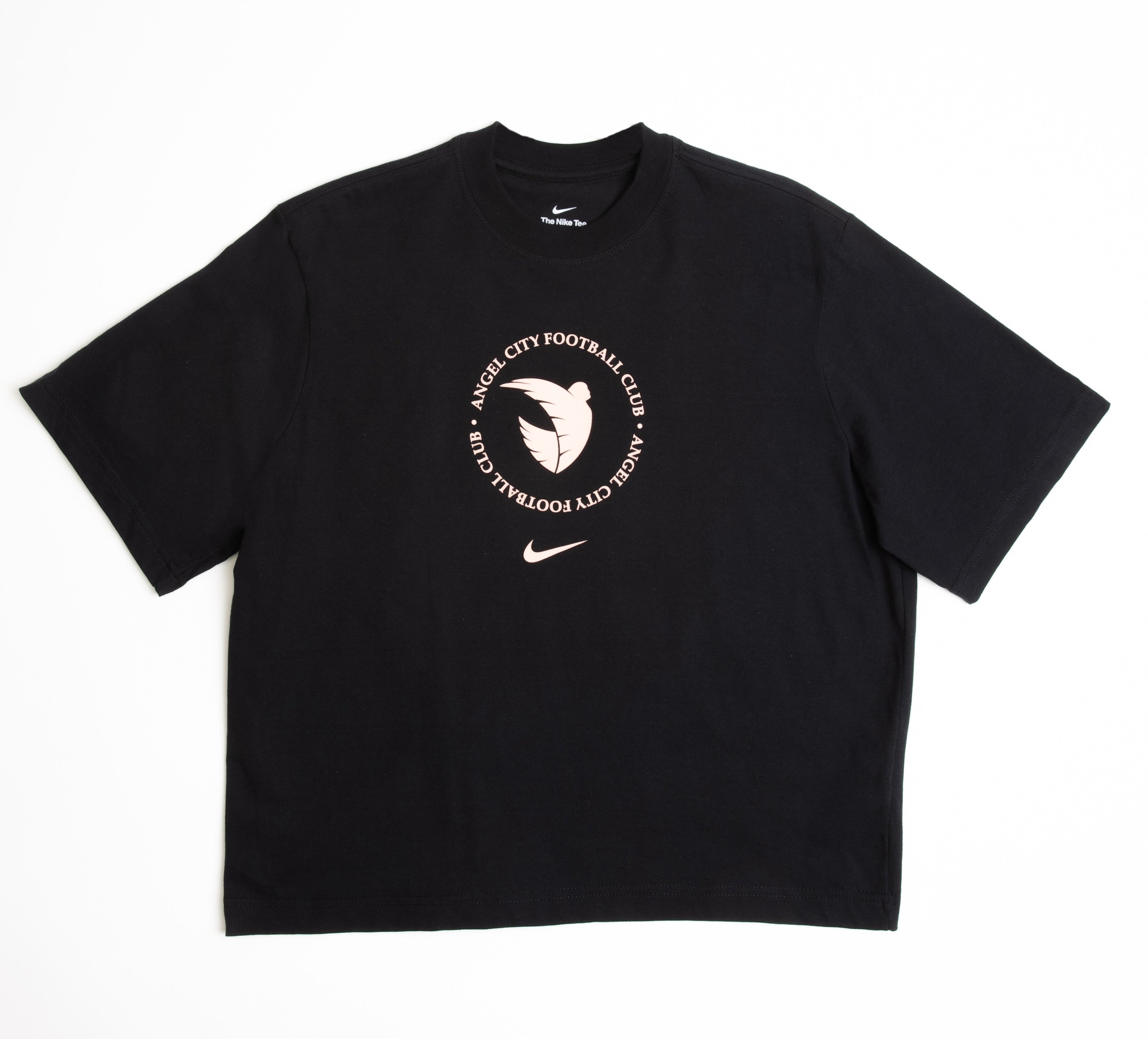 Angel City FC Nike Women's Black Cotton Short Sleeve Boxy T-Shirt with Circular Repeat Logo