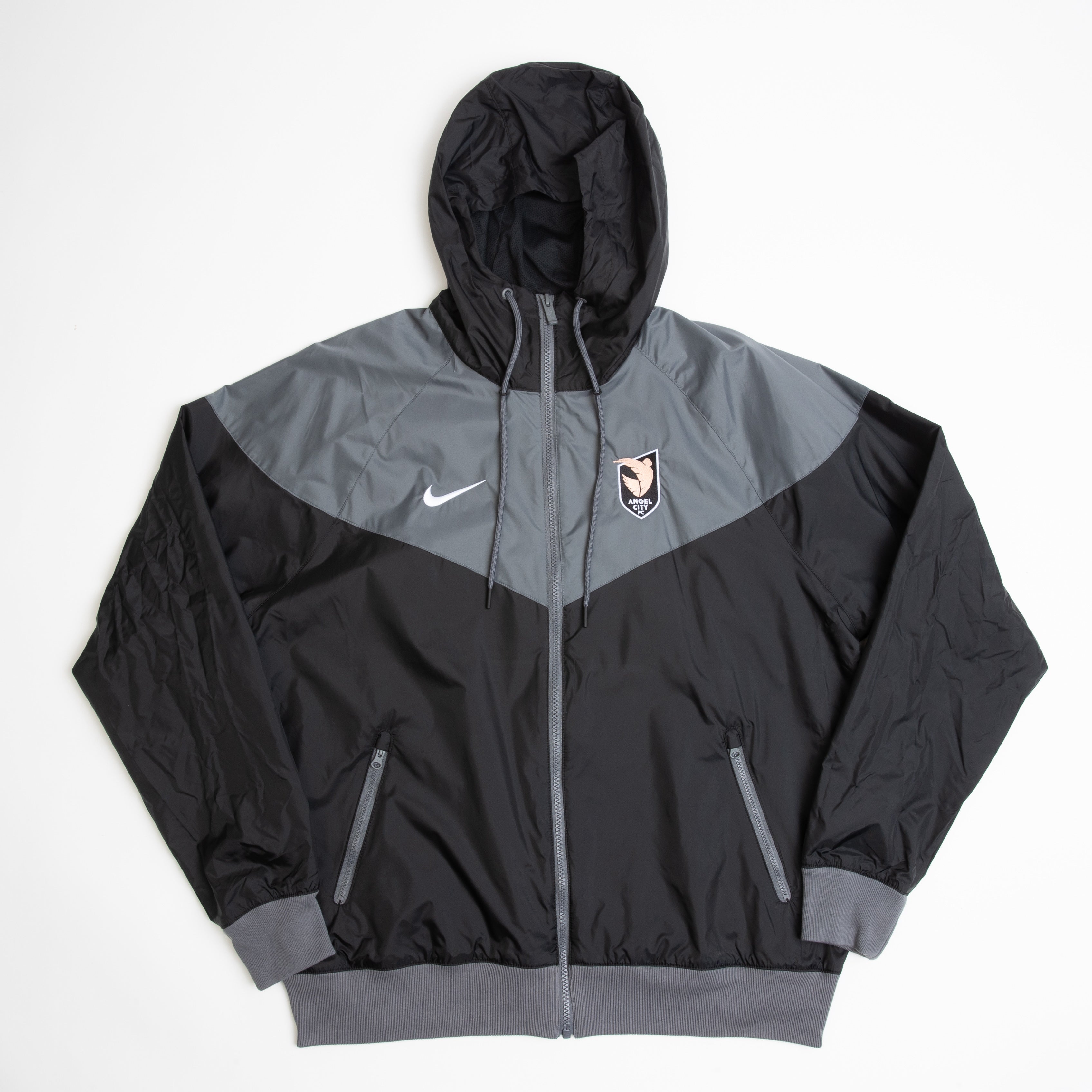 Angel City FC Nike Men's Black/Grey Windrunner Jacket with Embroidered Crest