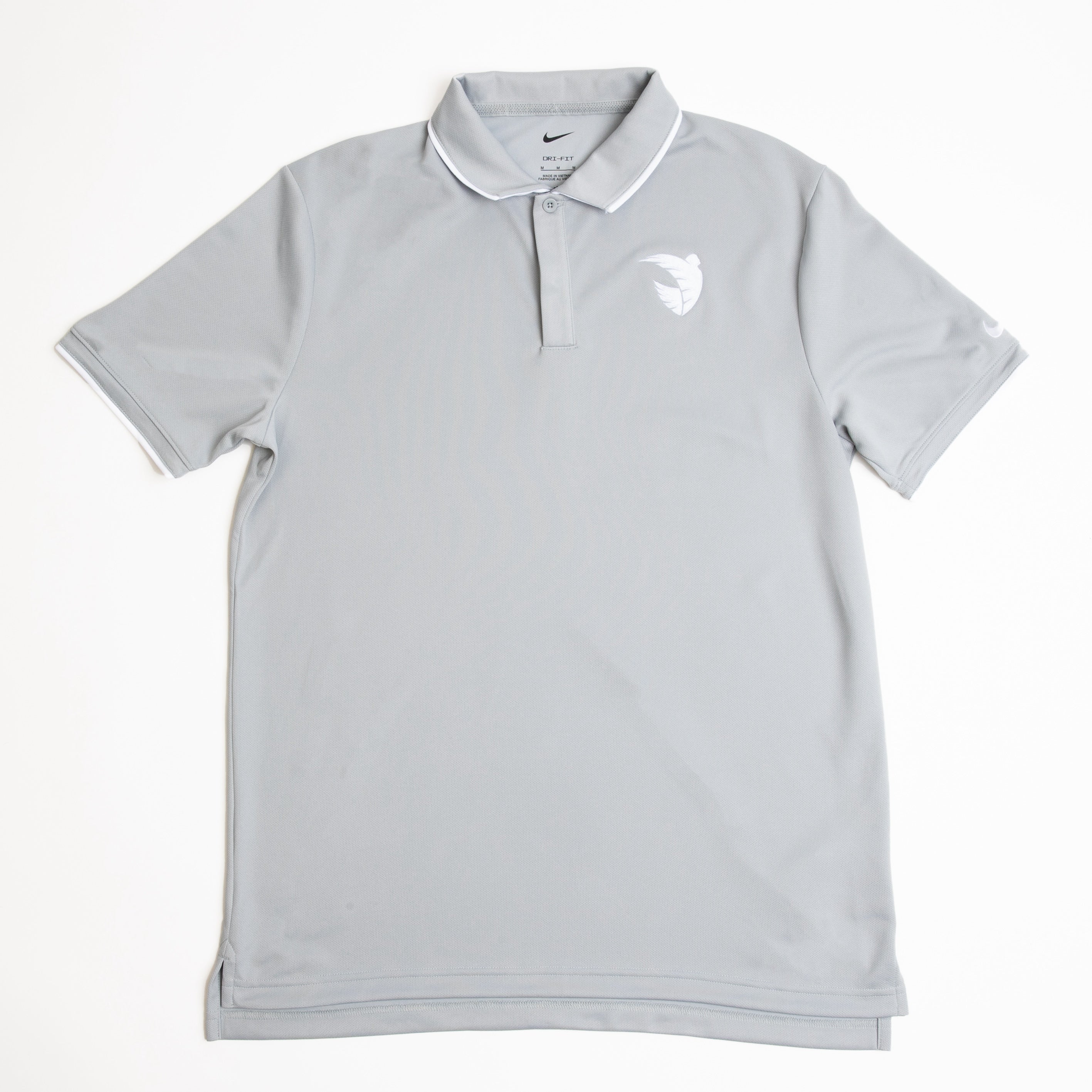 Angel City FC Mens Flat Silver Collegiate Polo with Embroidered White Angel City Logo