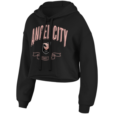 Angel City FC x WEAR by Erin Andrews Women's Black Crop Crest Hoodie