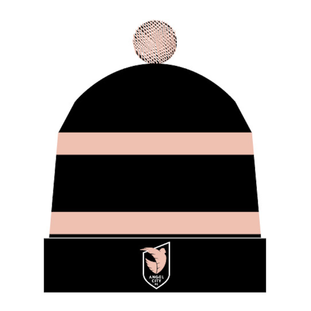 Angel City FC Sol Rosa Striped Pom Cuff Beanie