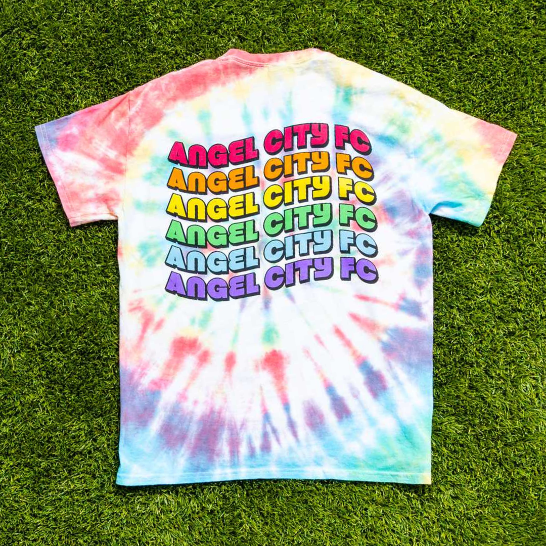 Angel City FC Pride 2023 camiseta unisex de manga corta con efecto tie dye