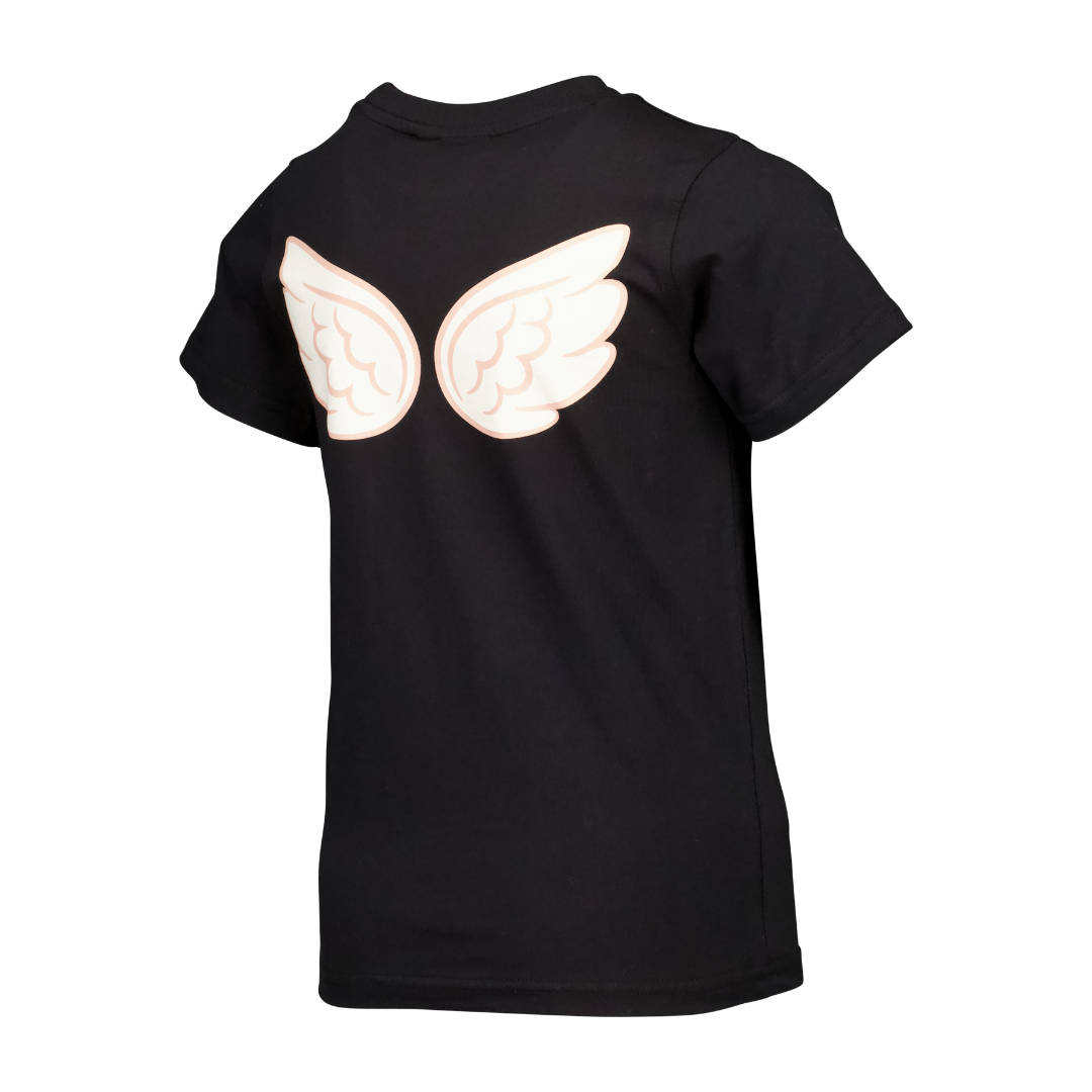 Angel City FC Kids Black Wordmark T-Shirt with Wing Details