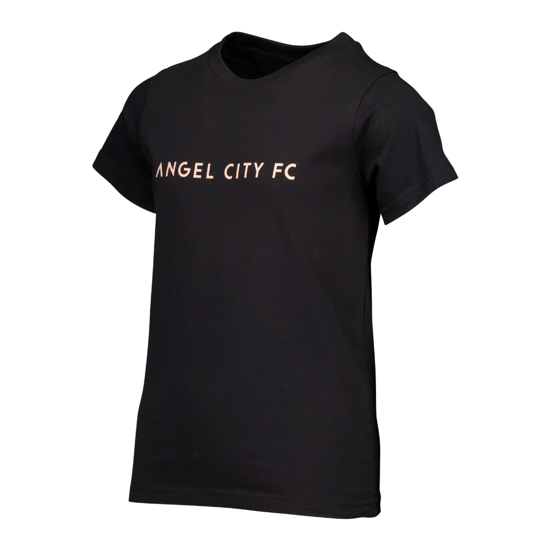 Angel City FC Kids Black Wordmark T-Shirt with Wing Details