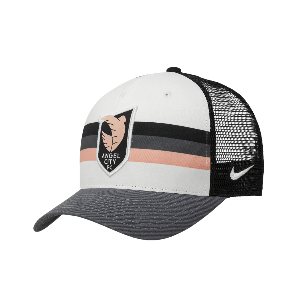 Angel City FC Nike Crest Stripe 3D Embroidery Black Trucker Hat
