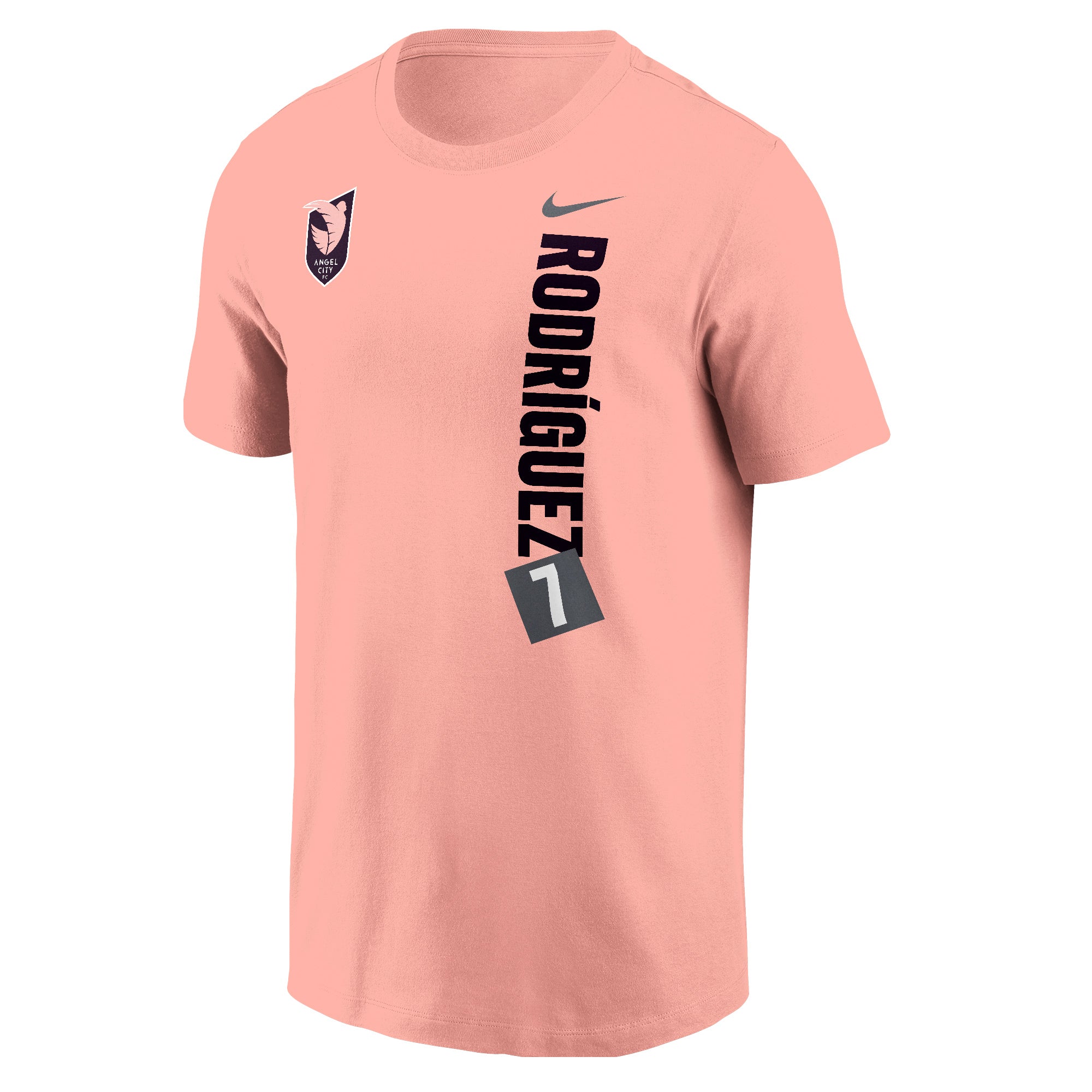 Angel City FC Nike Unisex Rocky Rodríguez Name and Number Sol Rosa Short Sleeve T-Shirt