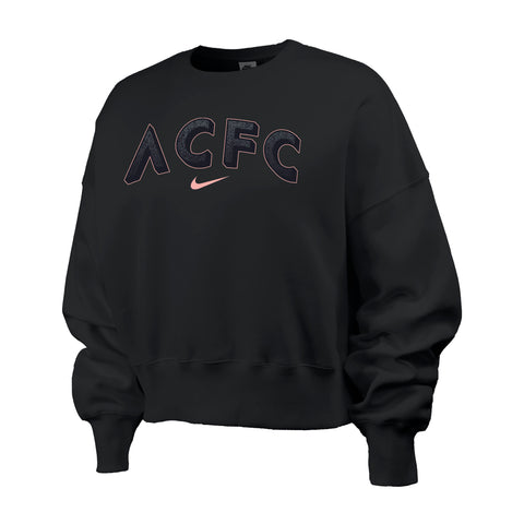 Angel City FC Nike Women's Black Phoenix Fleece Oversized Crew with ACFC Wordmark