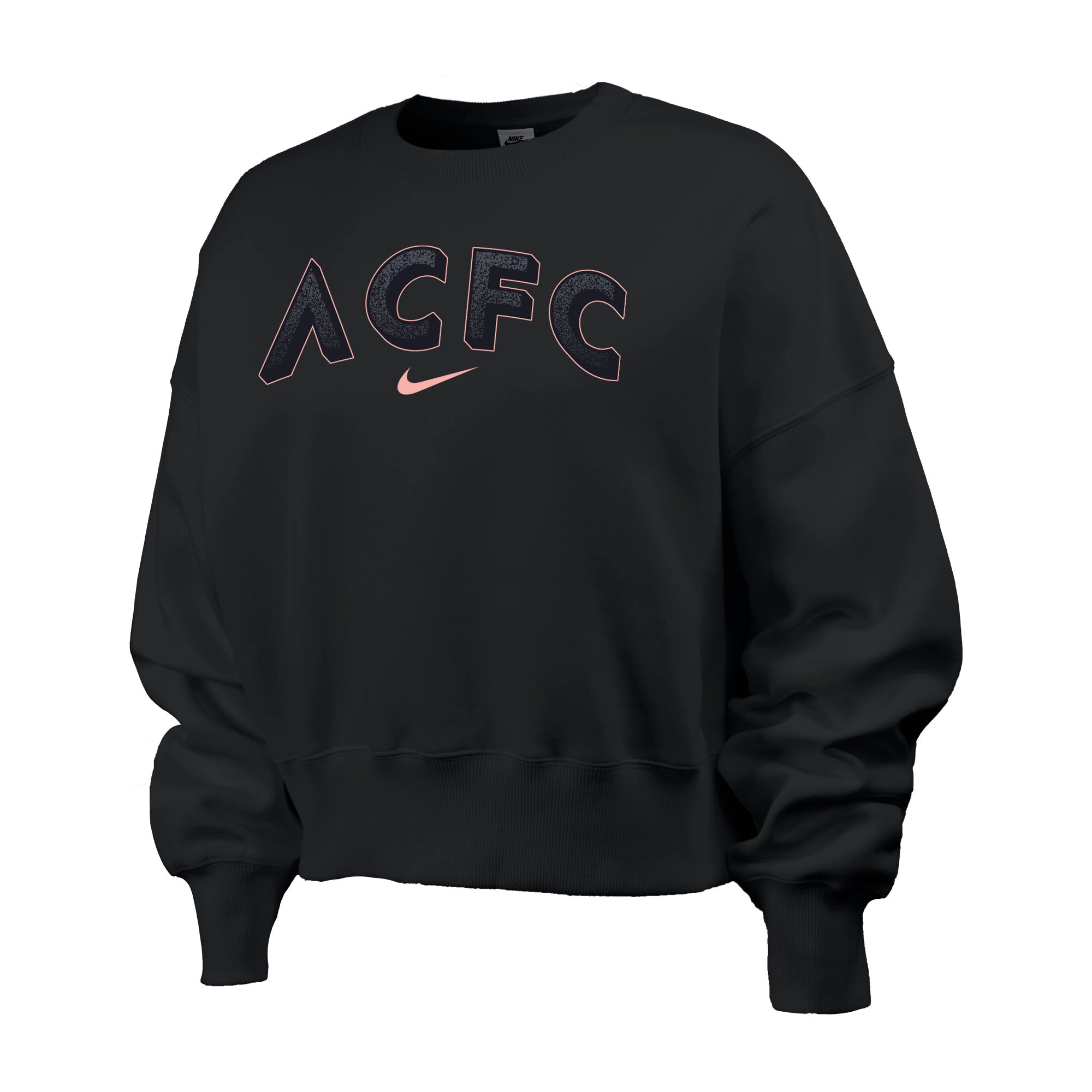 Angel City FC Nike Women's Black Phoenix Fleece Oversized Crew with ACFC Wordmark