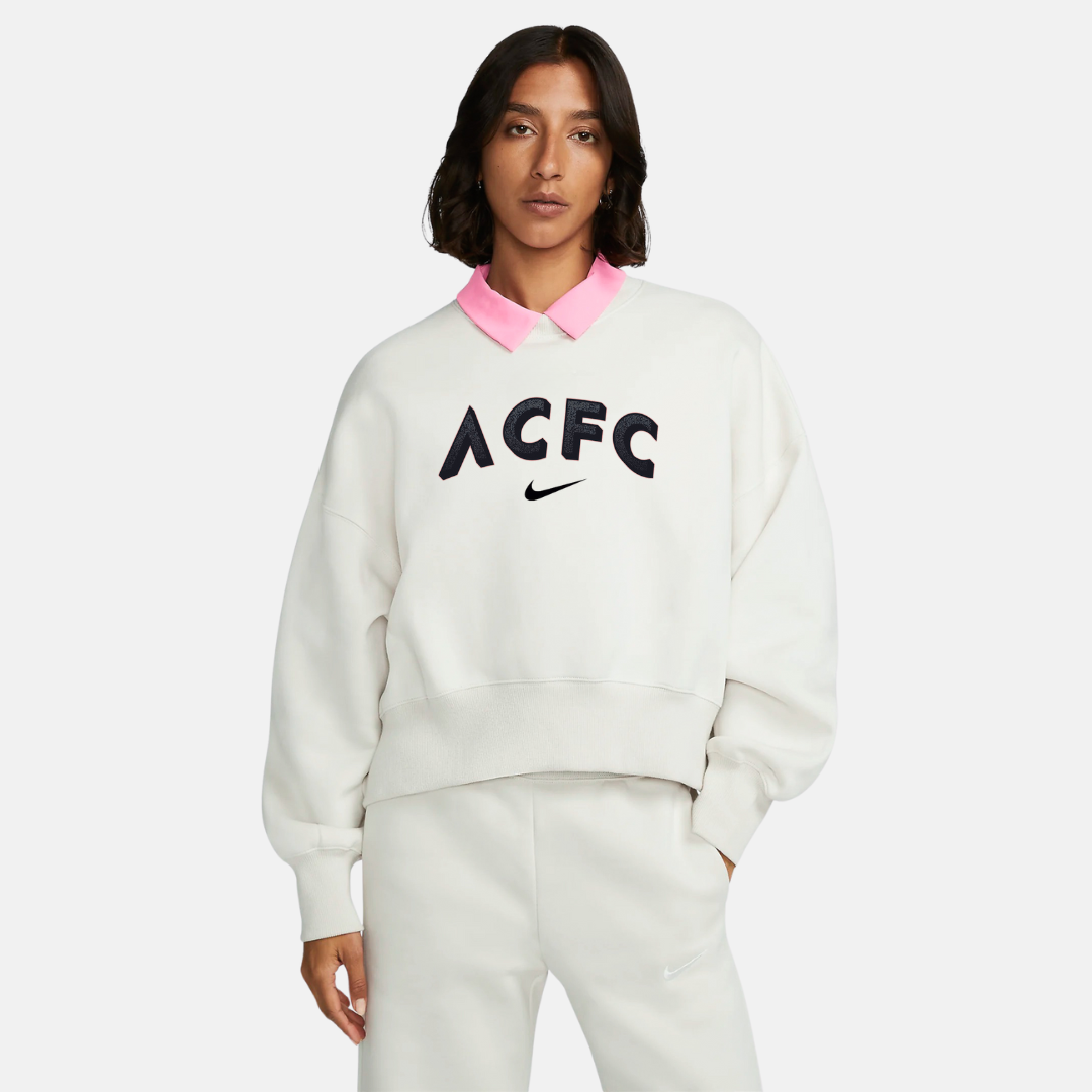 Angel City FC Nike Women's Cream Phoenix Fleece Oversized Crew with ACFC Wordmark