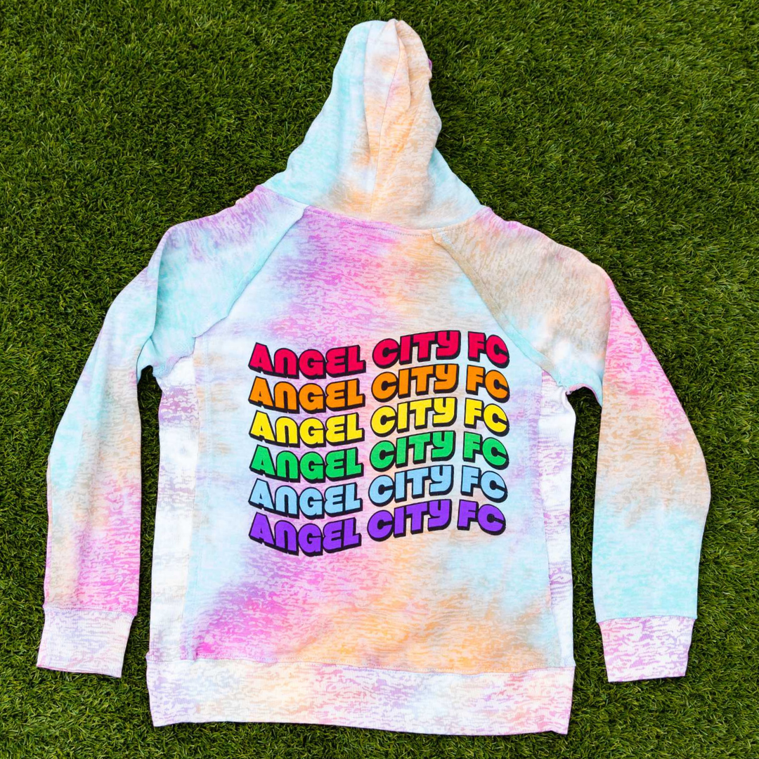 Angel City FC Pride 2023 Sudadera con capucha tie-dye para mujer