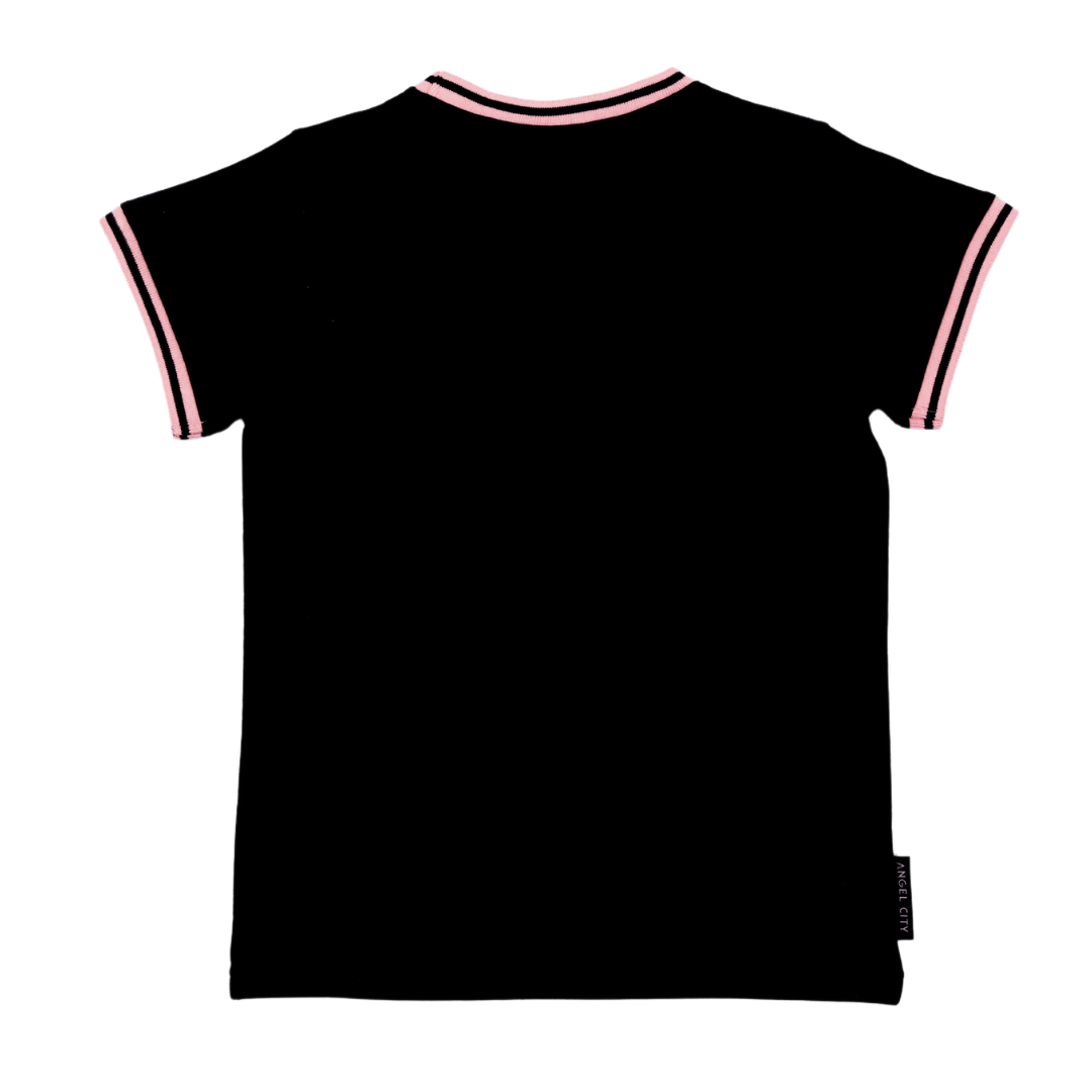 Angel City FC Camiseta de manga corta con emblema negro unisex