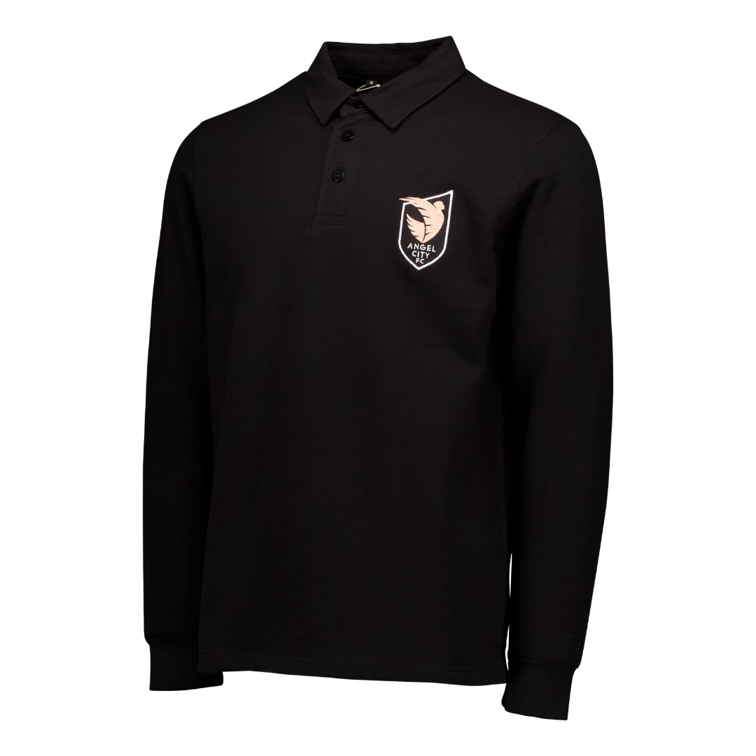 Angel City FC Unisex Black Crest Pique Long-Sleeve Rugger