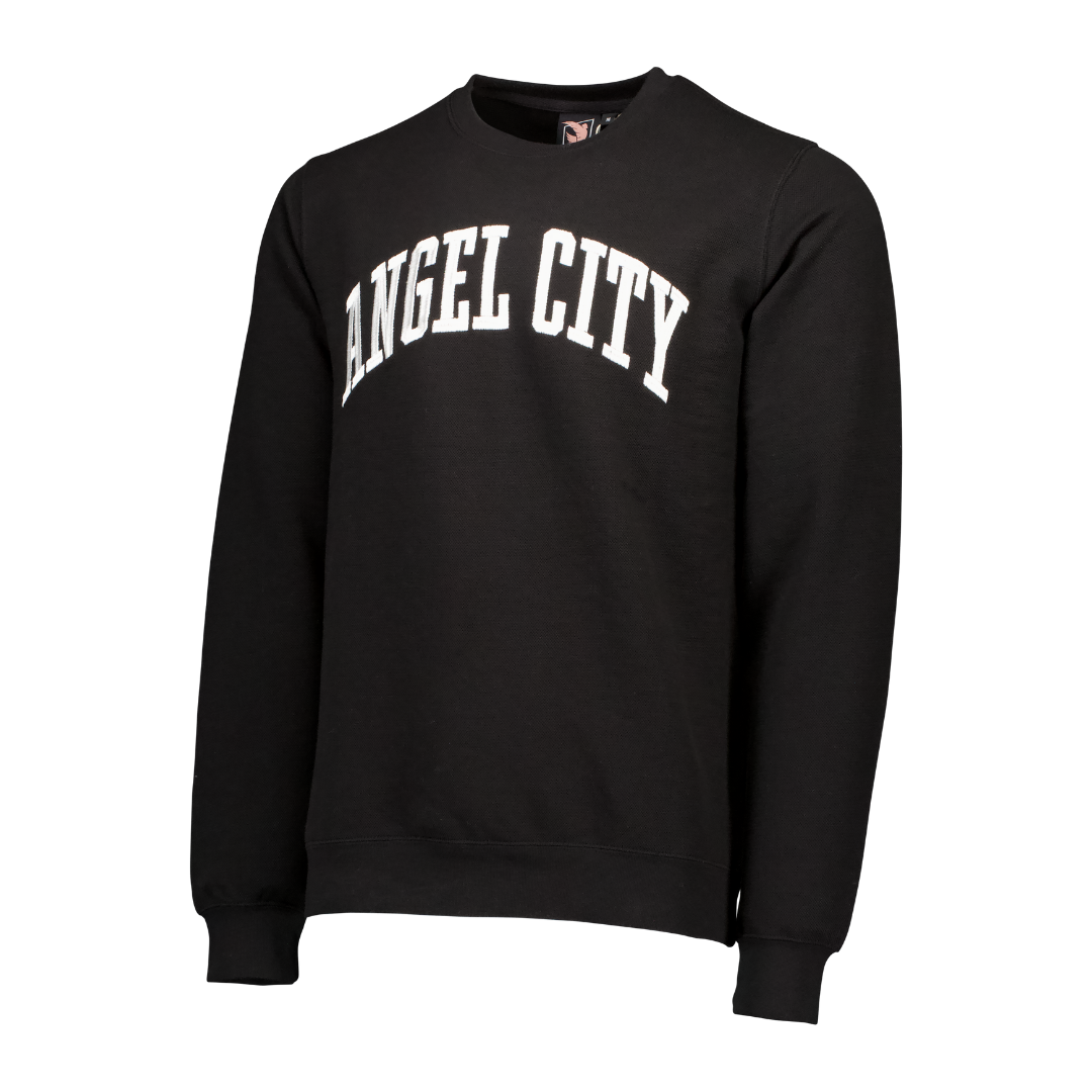 Angel City FC Unisex Black Varsity Crewneck Pique Sweater