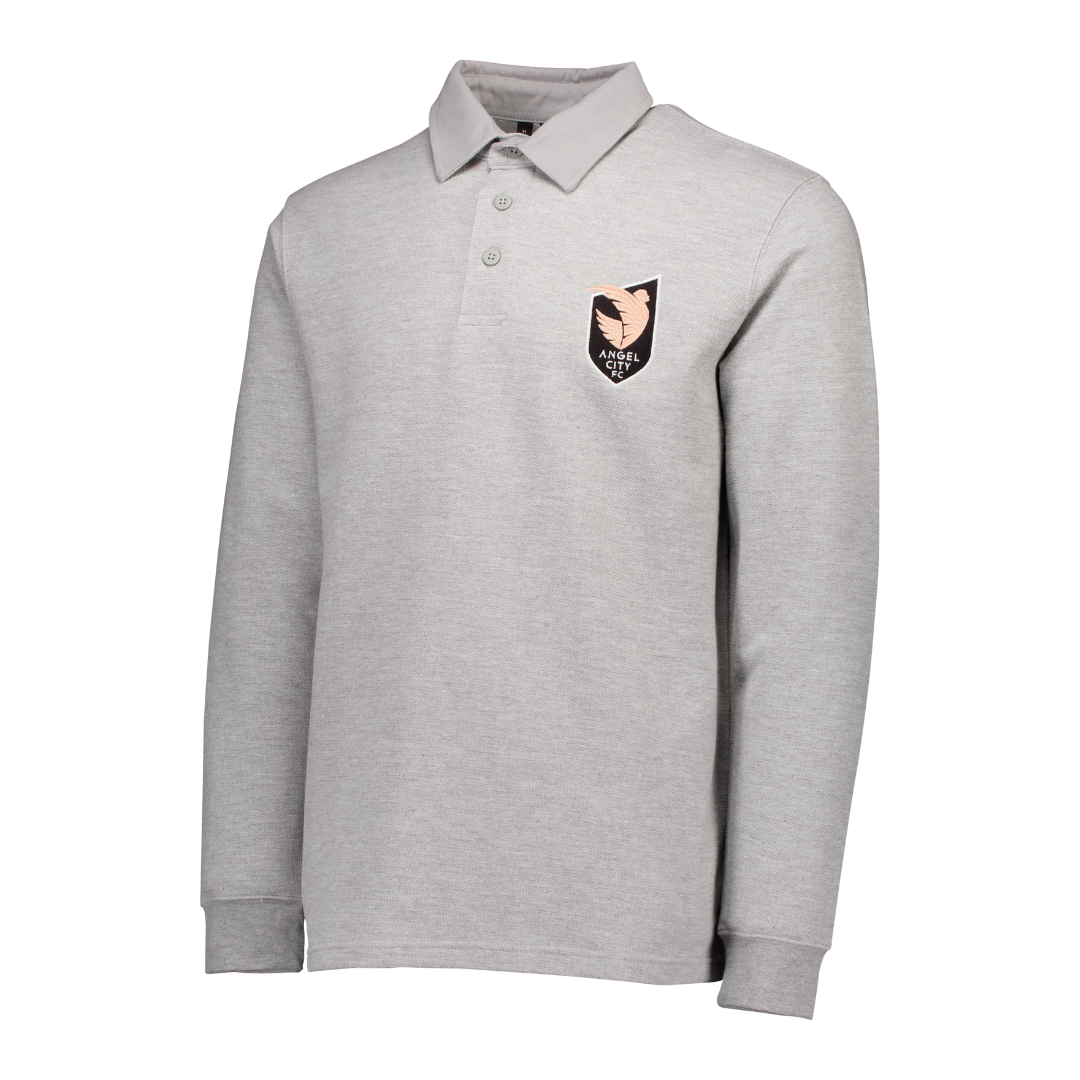 Angel City FC Unisex Grey Emblem Pique Long-Sleeve Rugger Shirt