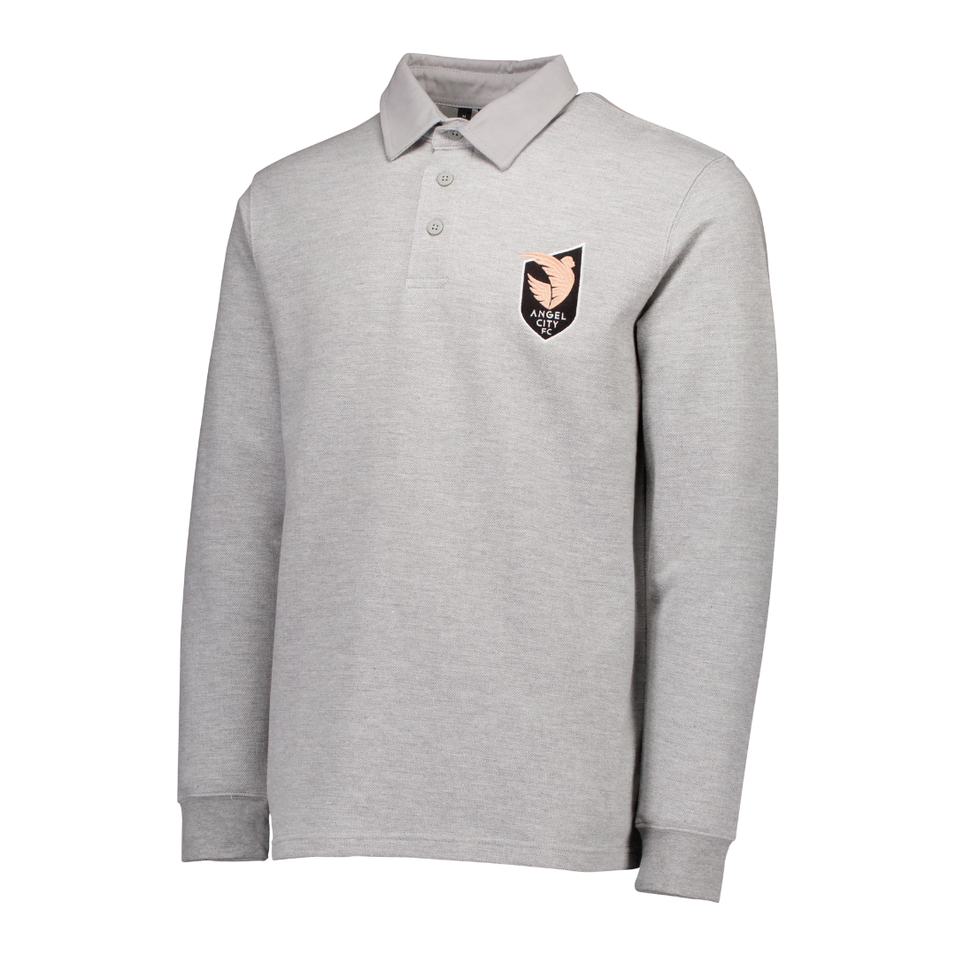 Angel City FC Unisex Grey Crest Pique Long-Sleeve Rugger Shirt