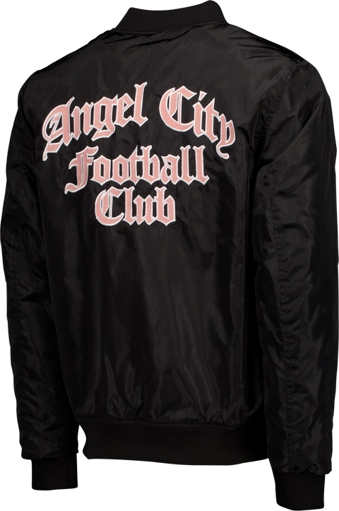 Angel City FC Unisex Old English Black Bomber Jacket