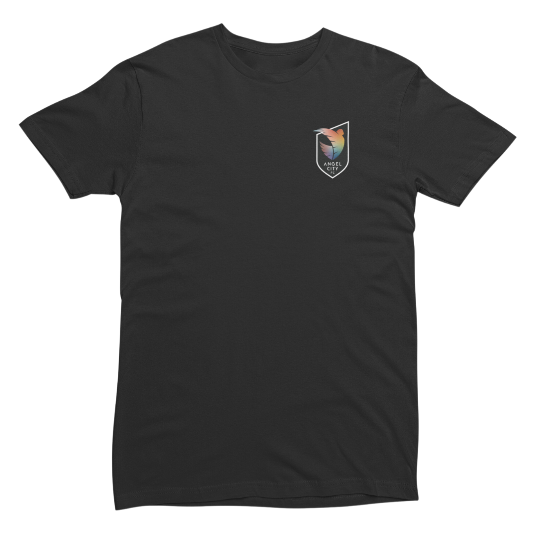 Angel City FC Unisex Pride Crest Short Sleeve Black T-Shirt