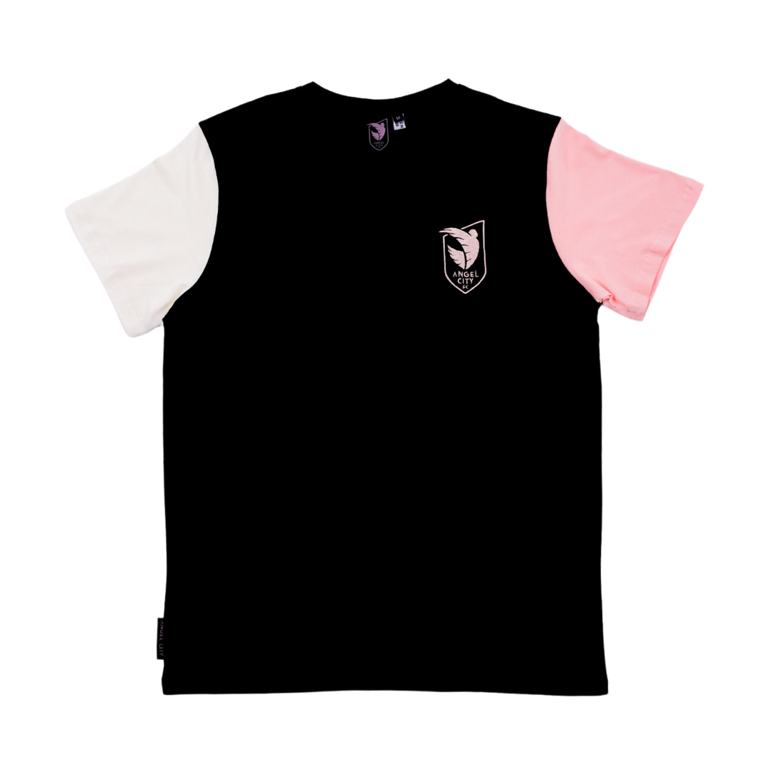 Camiseta de manga corta con escudo de Angel City FC unisex tricolor