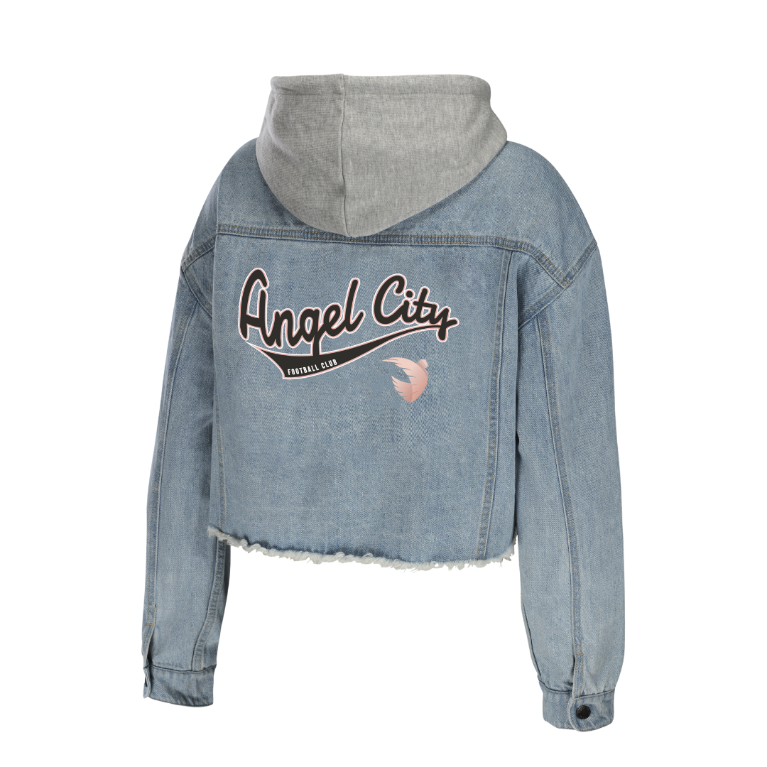 Angel City FC x WEAR by Erin Andrews Women's Crop Hooded Denim Jacket