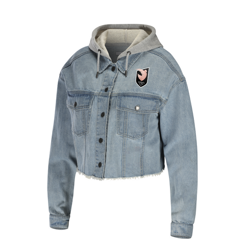 Angel City FC x WEAR by Erin Andrews Women's Crop Hooded Denim Jacket