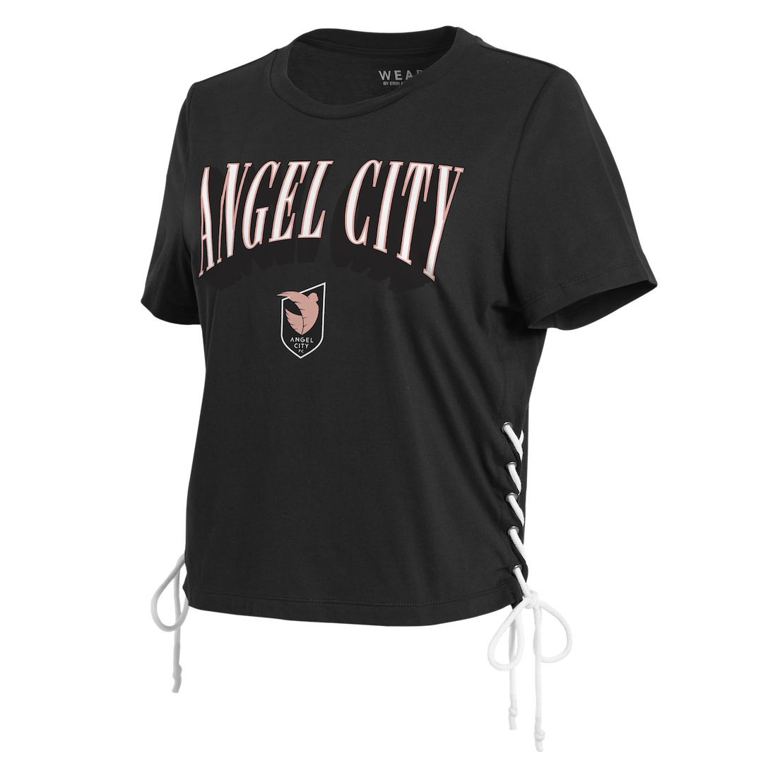 Angel City FC x Wear by Erin Andrews Women's Black Lace Up Crop T-Shirt