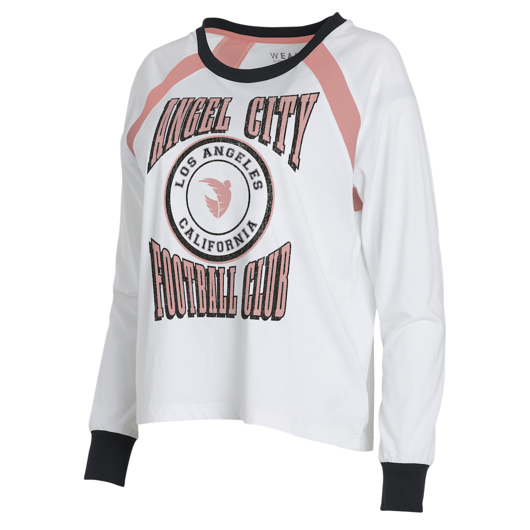 Angel City FC x Wear by Erin Andrews Women's White Raglan Vintage T-Shirt