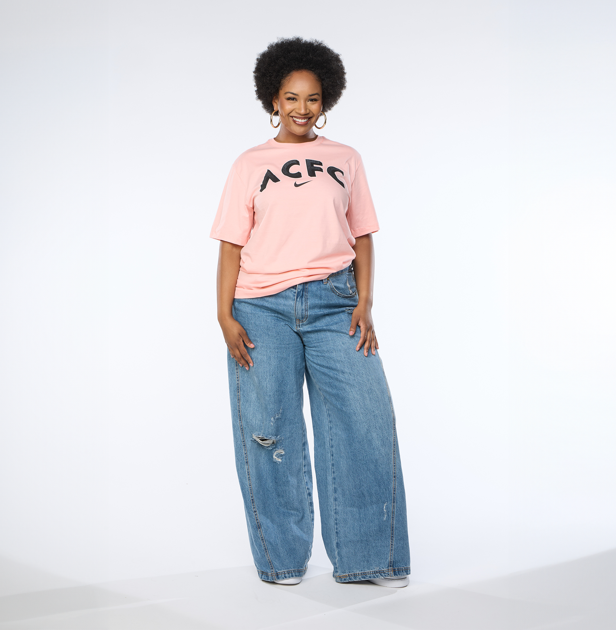 Camiseta unisex de manga corta Nike Sol Rosa con logo del Angel City FC