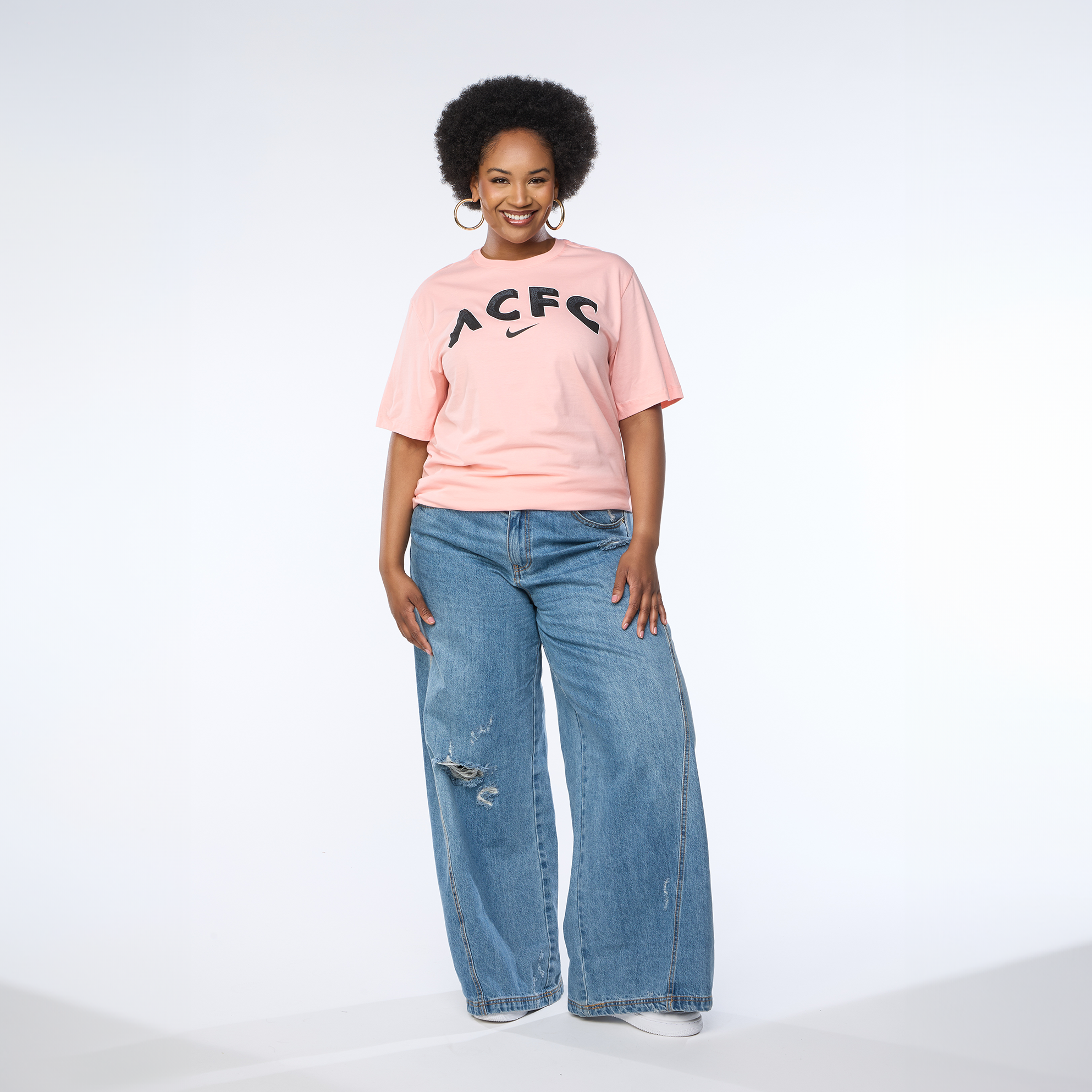 Camiseta unisex de manga corta Nike Sol Rosa con logo del Angel City FC