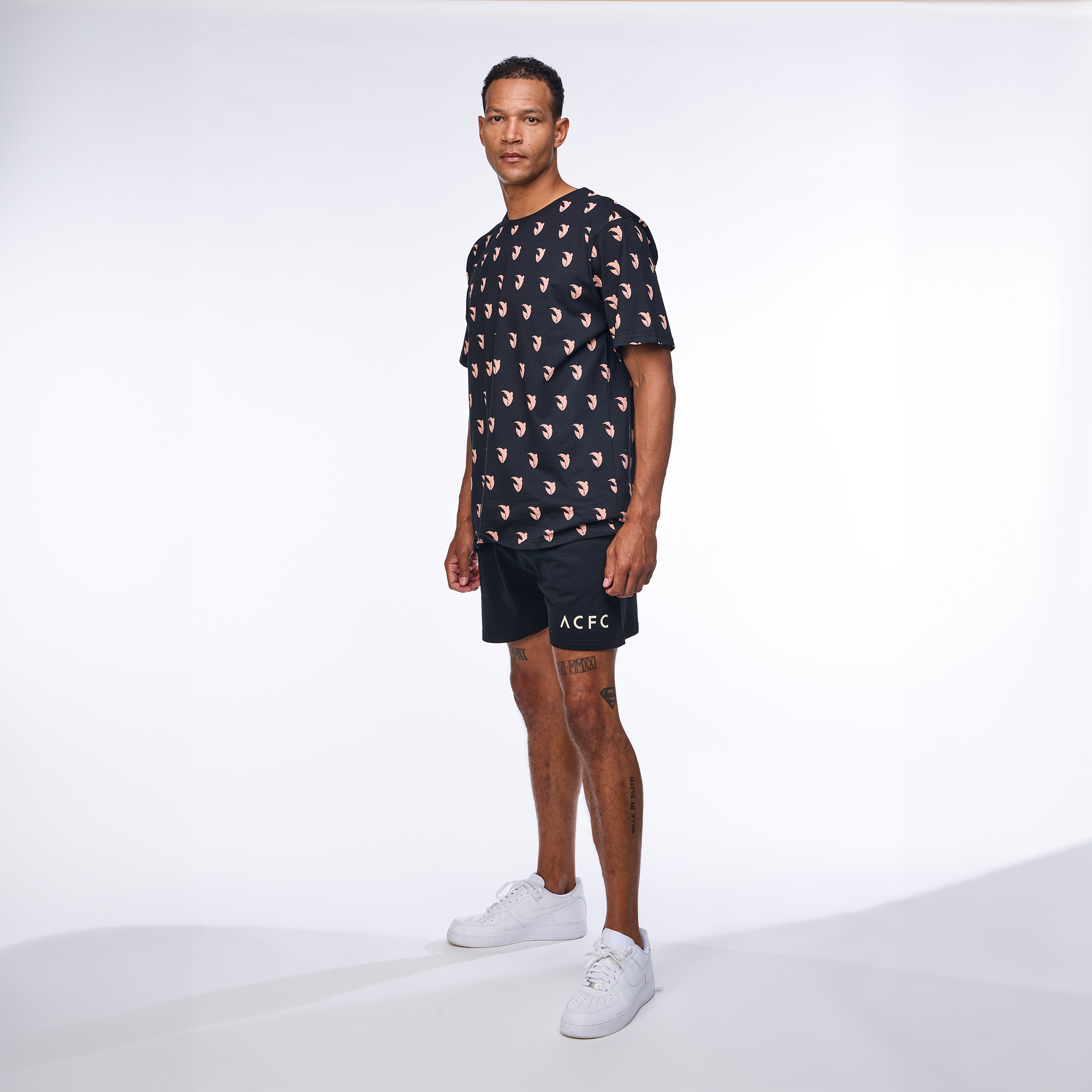 Angel City FC Mens Repeat Emblem Black Heavy Relaxed Fit T-Shirt