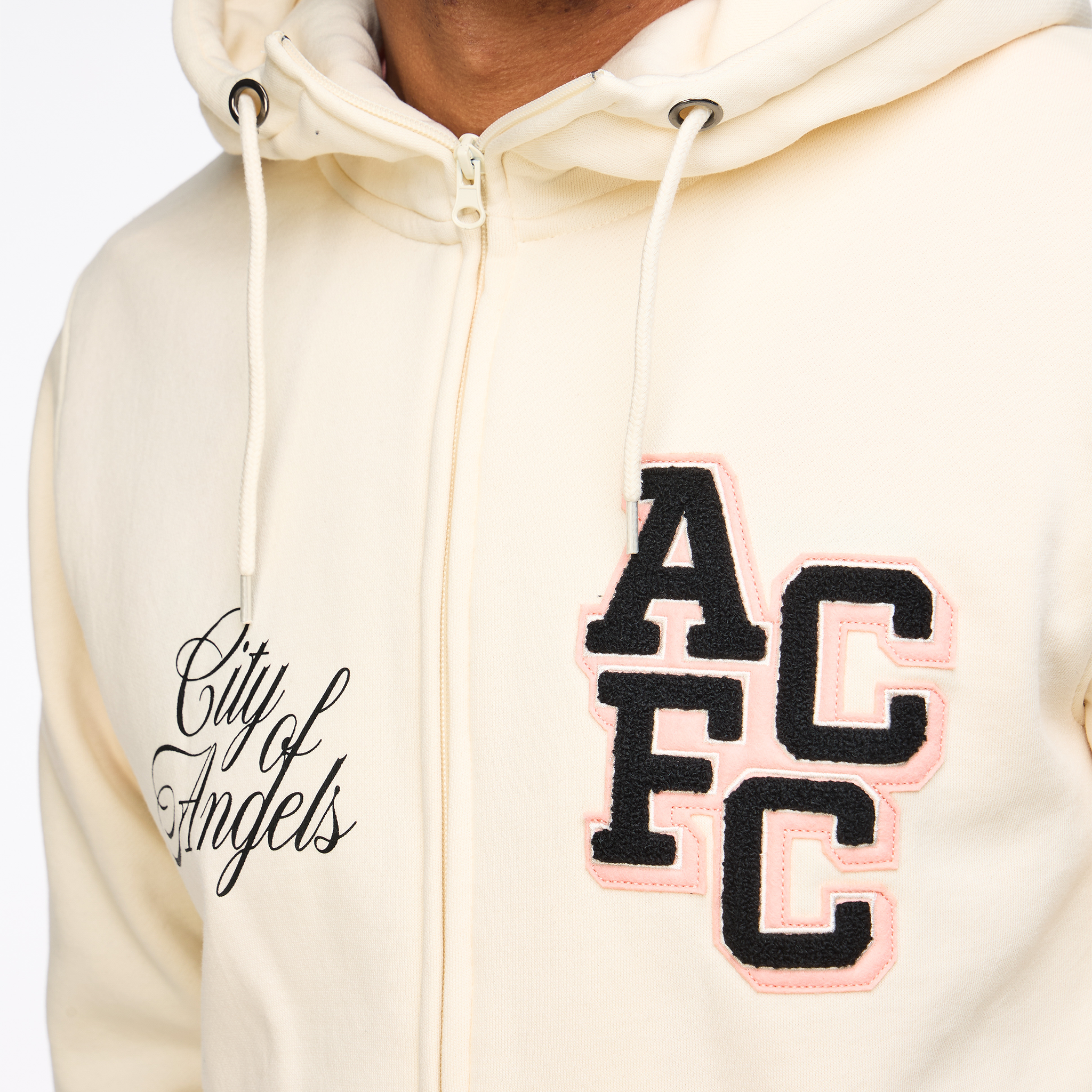 Angel City FC Mens Multi-Icon Off-White Full-Zip Hoodie