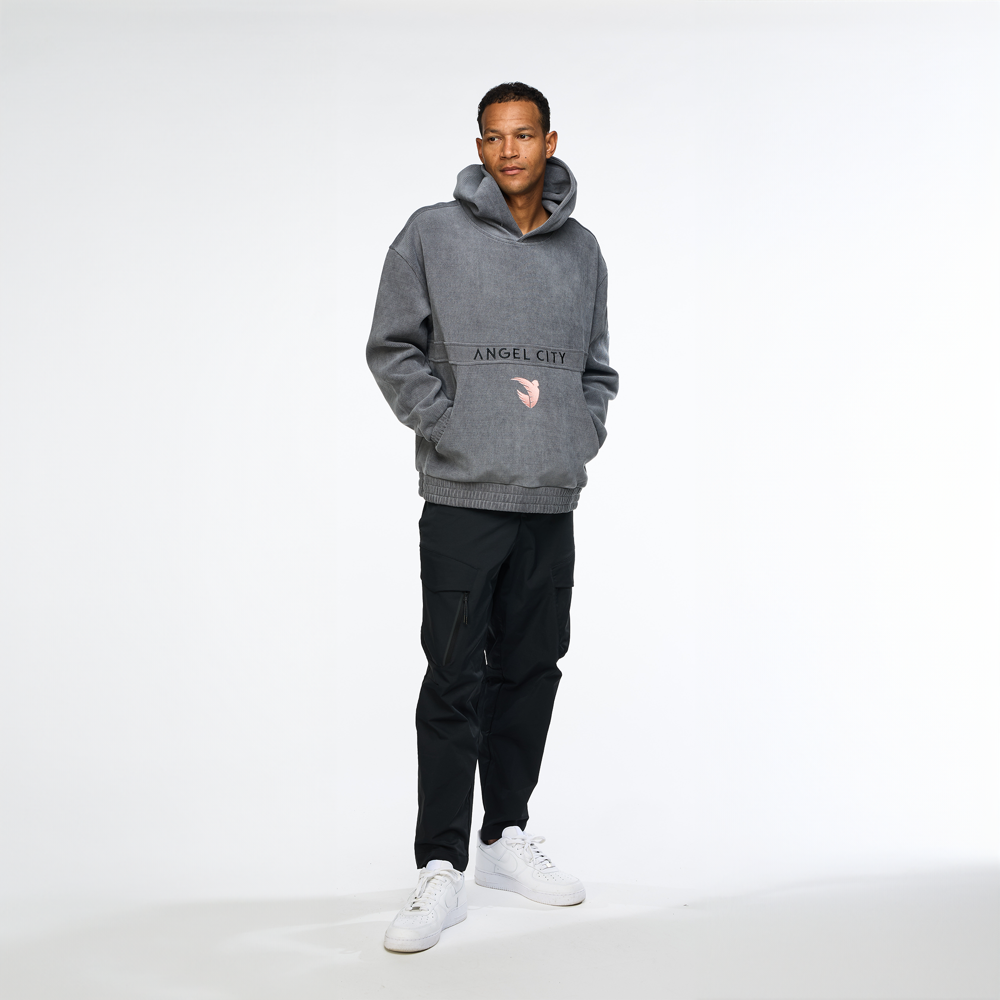 Angel City FC x Wild Collective Unisex Grey Corduroy Hoodie