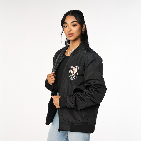 Angel City FC Unisex Old English Black Bomber Jacket