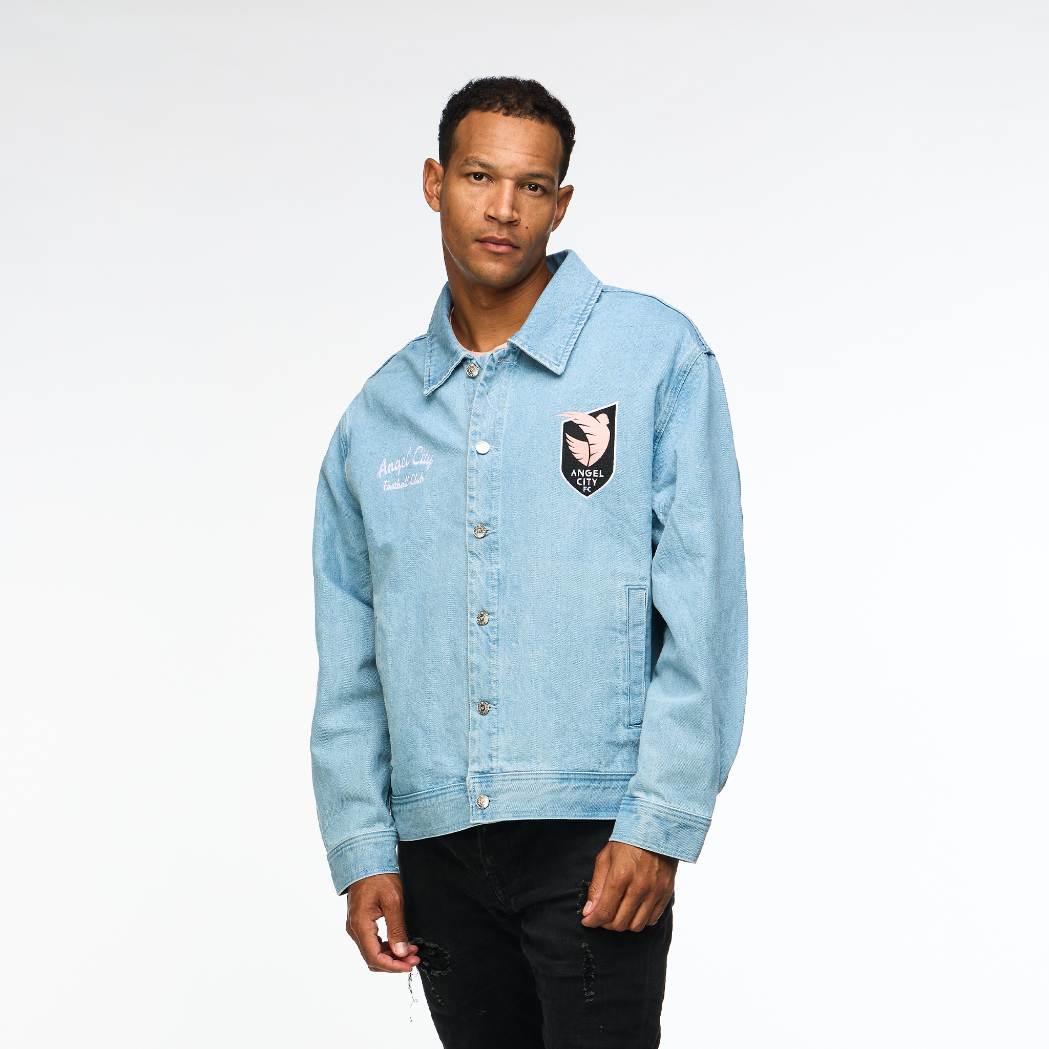 Angel City FC x Wild Collective Unisex Denim Button Up Jacket