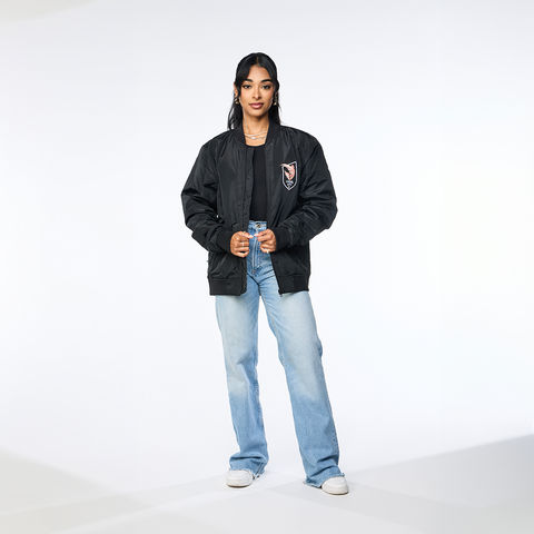 Angel City FC Unisex Old English Black Bomber Jacket