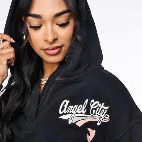 Angel City FC x Wear by Erin Andrews Women's Vintage Terry 1/4 Zip Hoodie