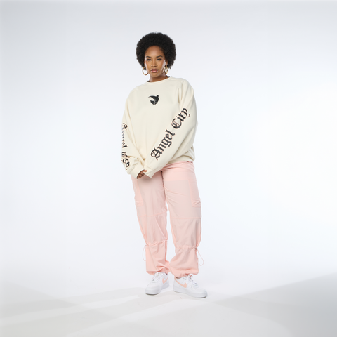 Angel City FC Unisex Old English Off-White Oversized Crewneck Sweater