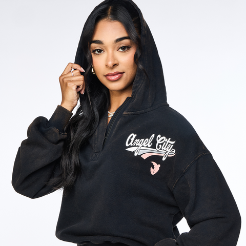 Angel City FC x Wear by Erin Andrews Women's Vintage Terry 1/4 Zip Hoodie