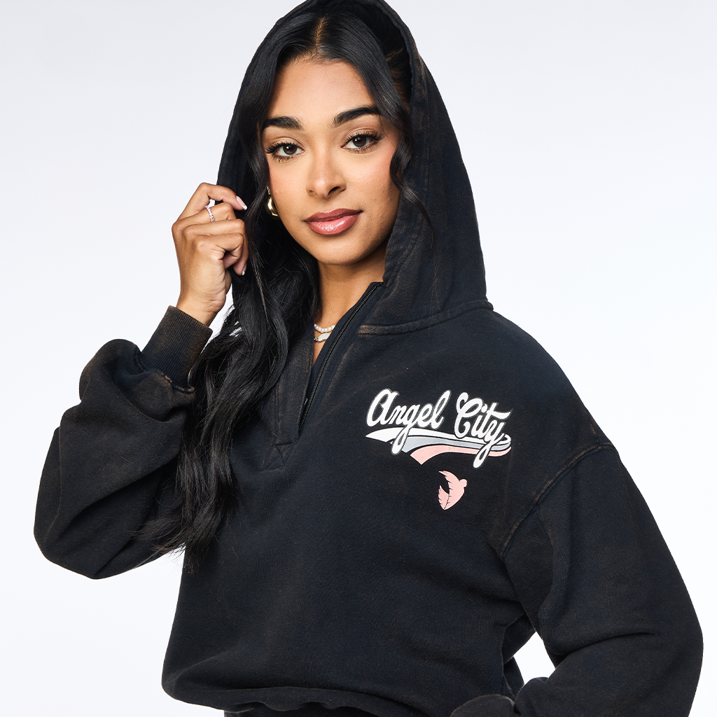 Angel City FC x Wear by Erin Andrews Women's Vintage Terry 1/4 Zip Hoodie