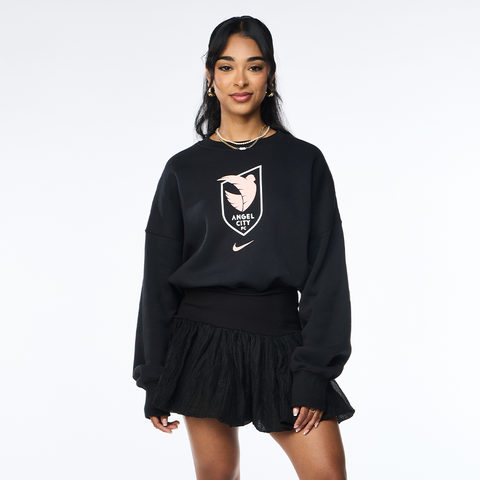 Angel City FC Nike Women's Black Phoenix Fleece Oversized Crew with ACFC Crest