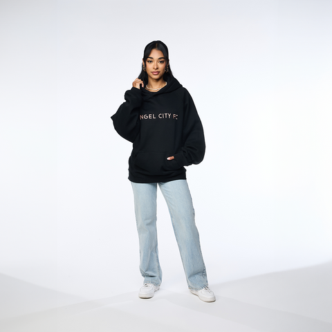 Angel City FC Unisex Wordmark Oversized Black Hoodie