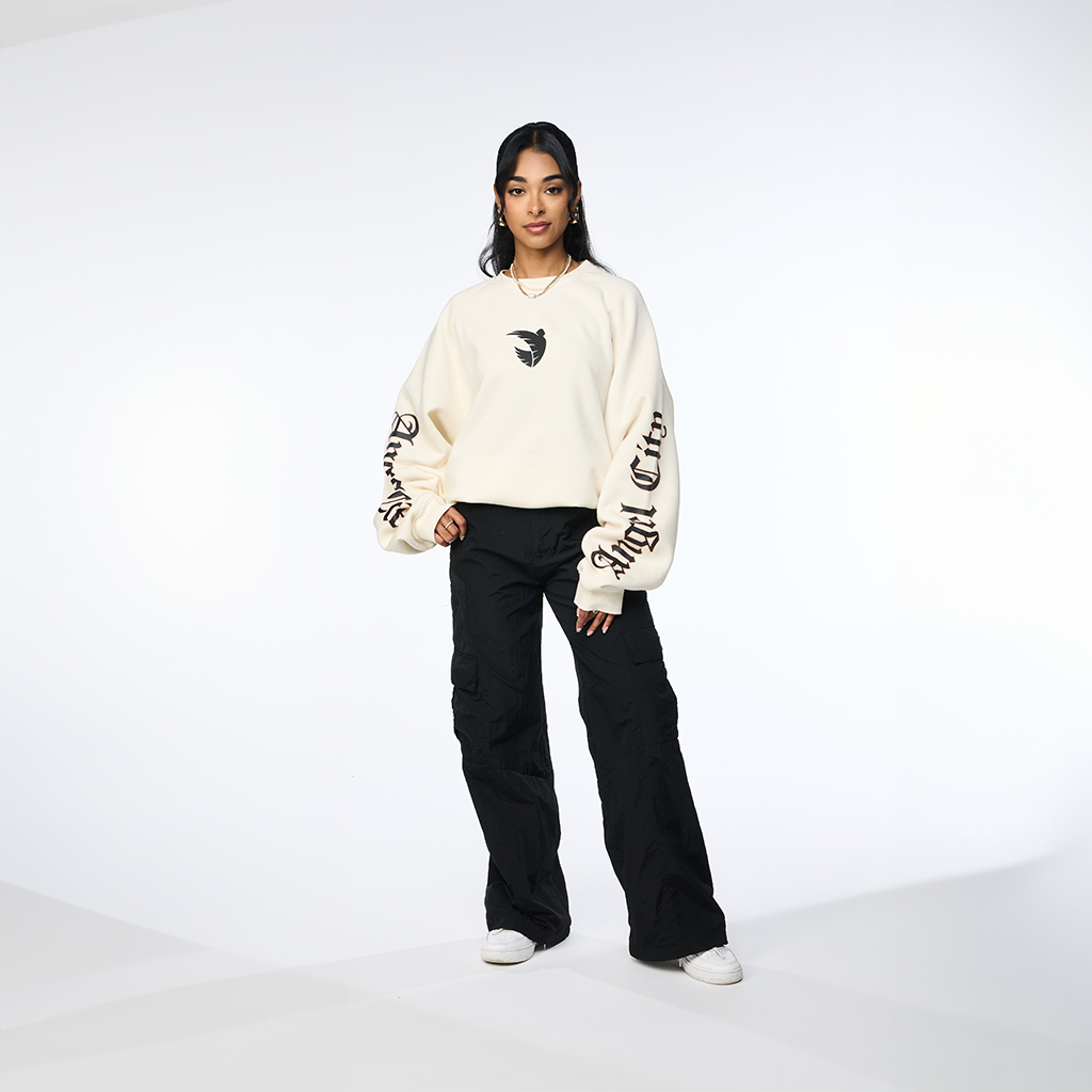 Angel City FC Unisex Old English Off-White Oversized Crewneck Sweater