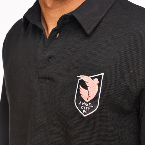 Angel City FC Unisex Black Crest Pique Long-Sleeve Rugger