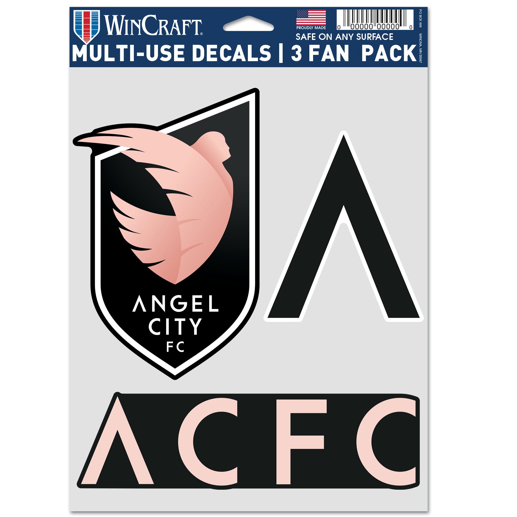 Paquete de 3 calcomanías para fanáticos de Angel City FC