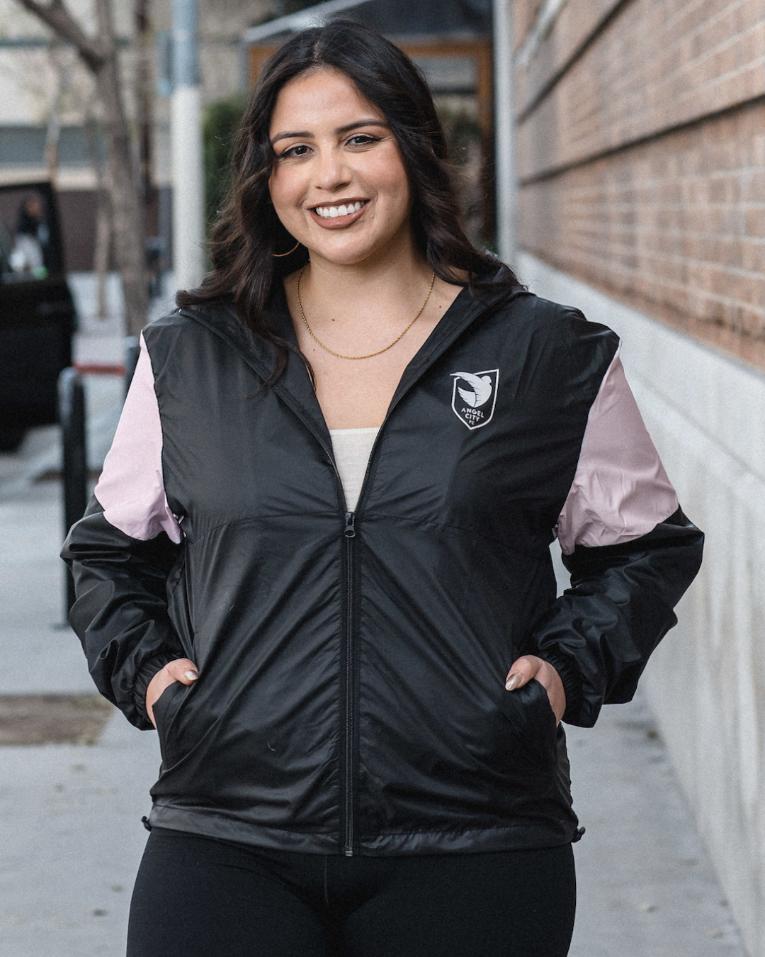Angel City FC Unisex Black and Sol Rosa Full Zip Wind Jacket