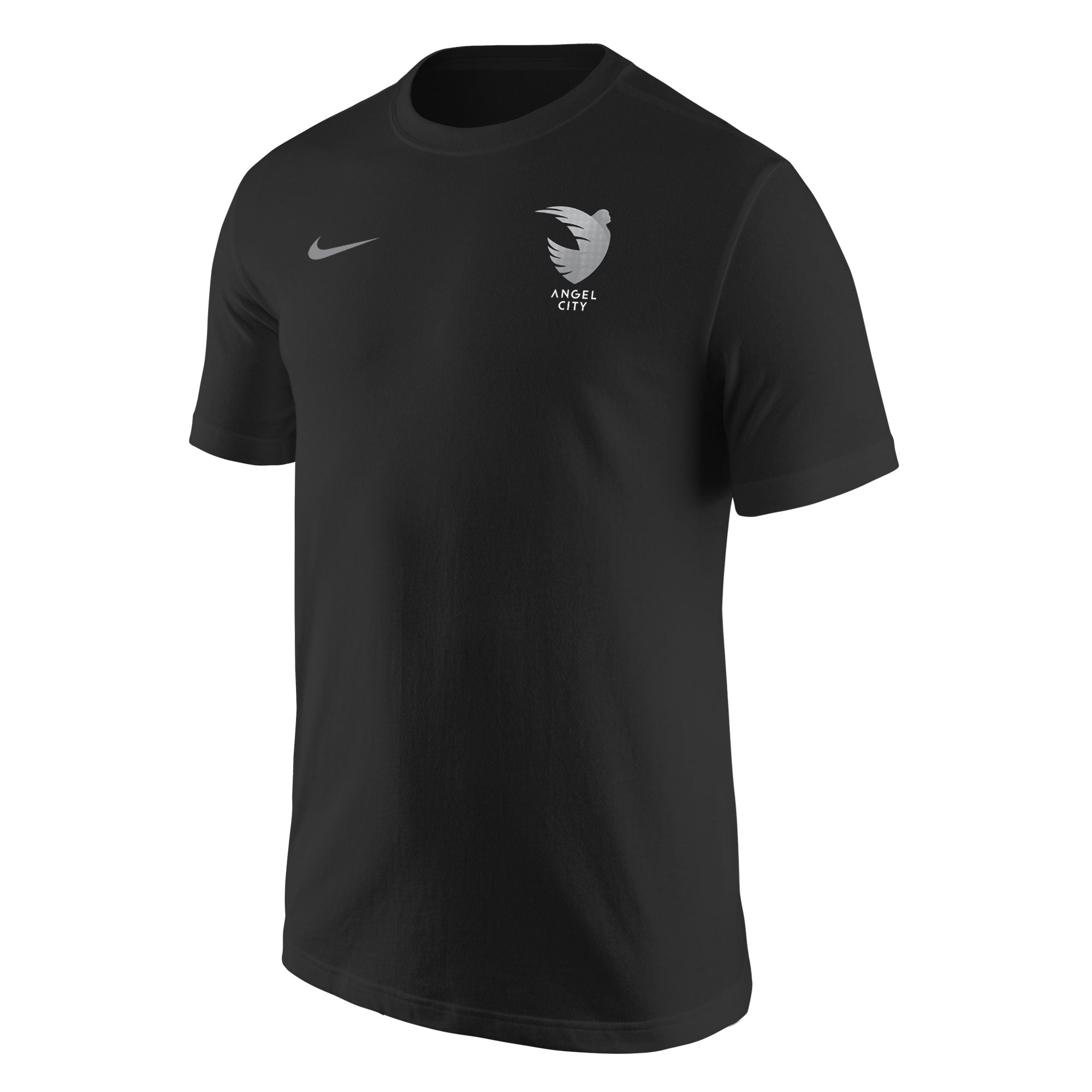 Angel City Nike Camiseta unisex de manga corta con emblema de armadura negra