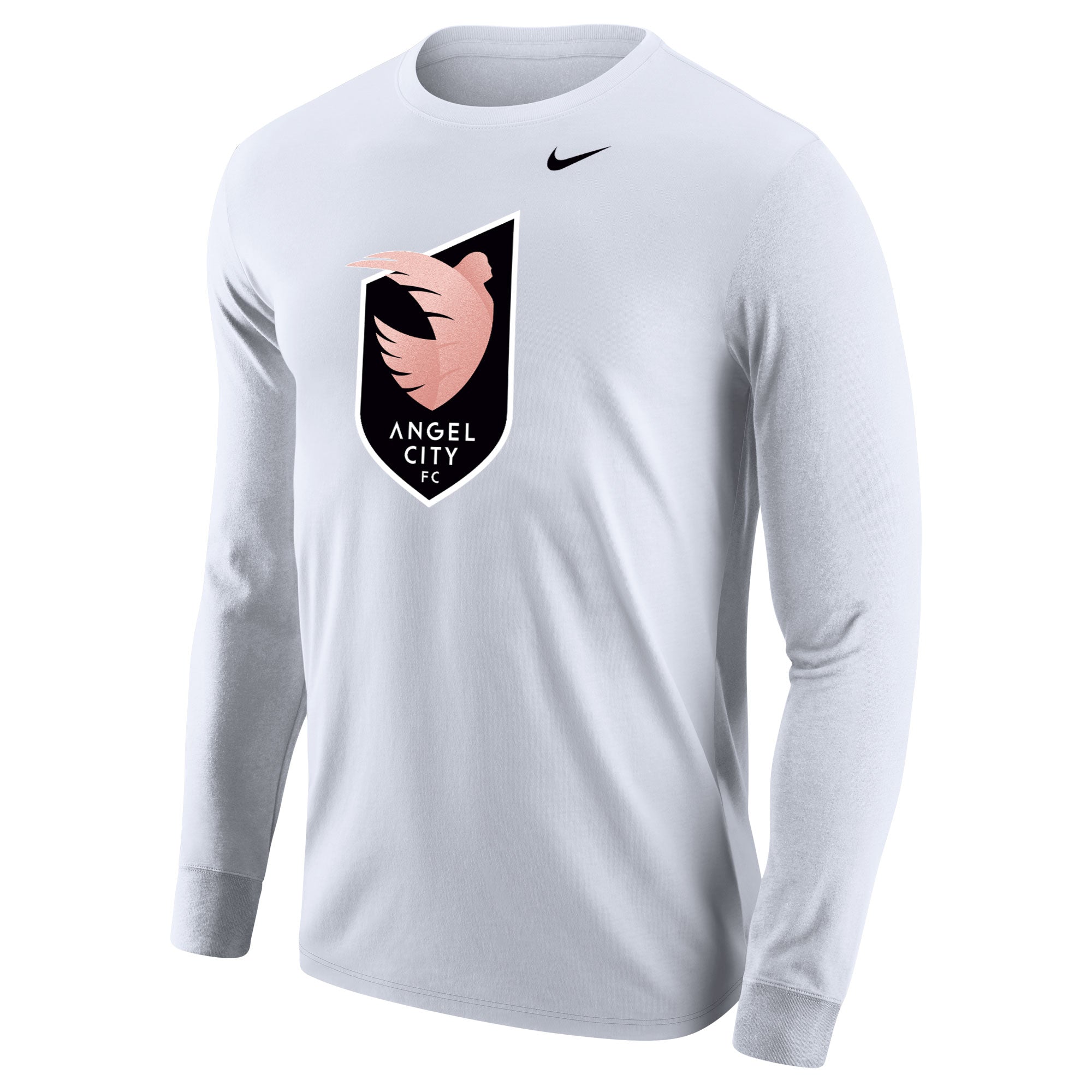 Angel City FC Nike Unisex Sol Rosa Crest camiseta blanca de manga larga