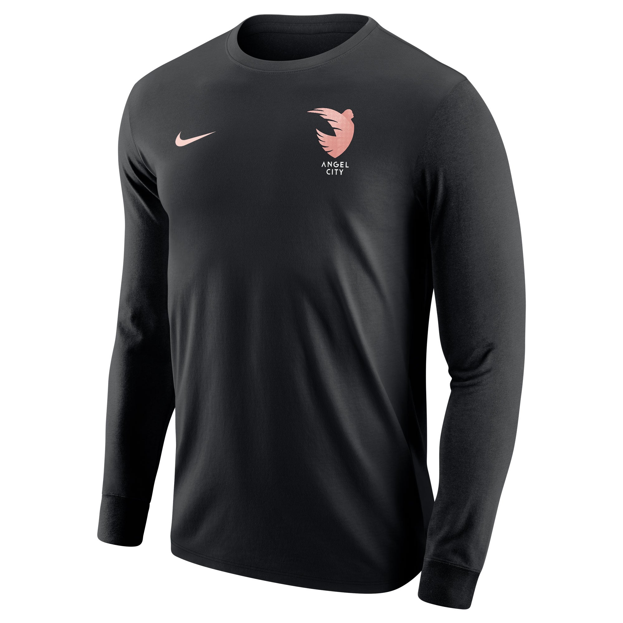 Angel City Nike Unisex Sol Rosa Emblema Negro Camiseta de manga larga